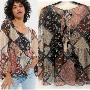 American Eagle Women’s Mesh Tunic Medium Paisley Floral Bohemian Hippie